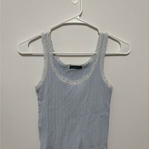 Brandy Melville Blue Lace Trim Tank Top